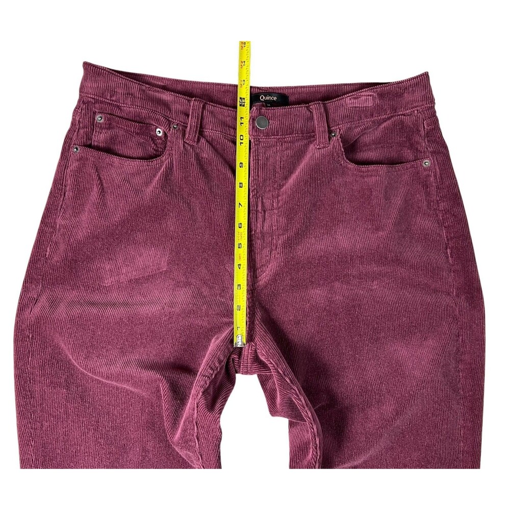 Quince Women's Burgundy Organic Stretch Corduroy Straight Leg Pants Jeans  14 - Picture 6 of 12